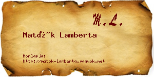 Matók Lamberta névjegykártya